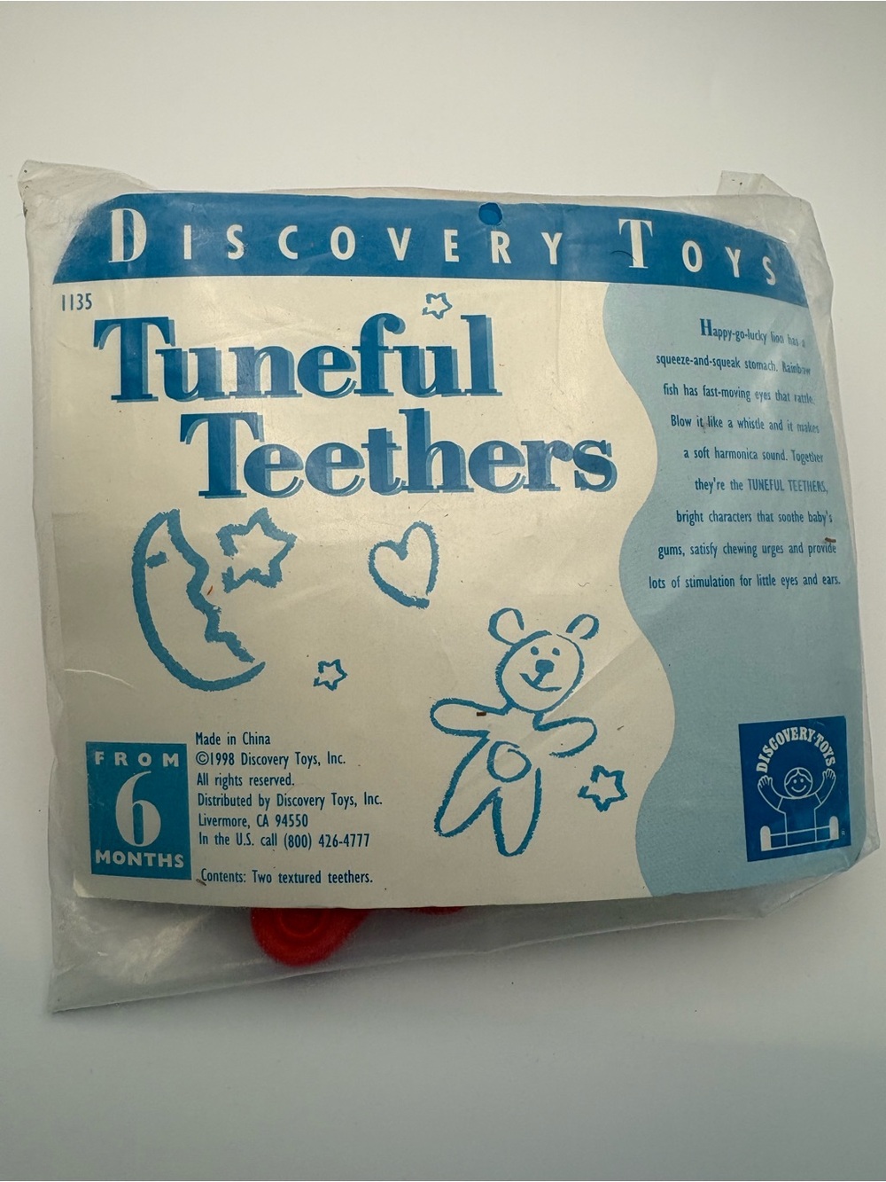Discovery Toys Tuneful Teethers 2 Textured Teethers, Lion & Rainbow Fish, NIP